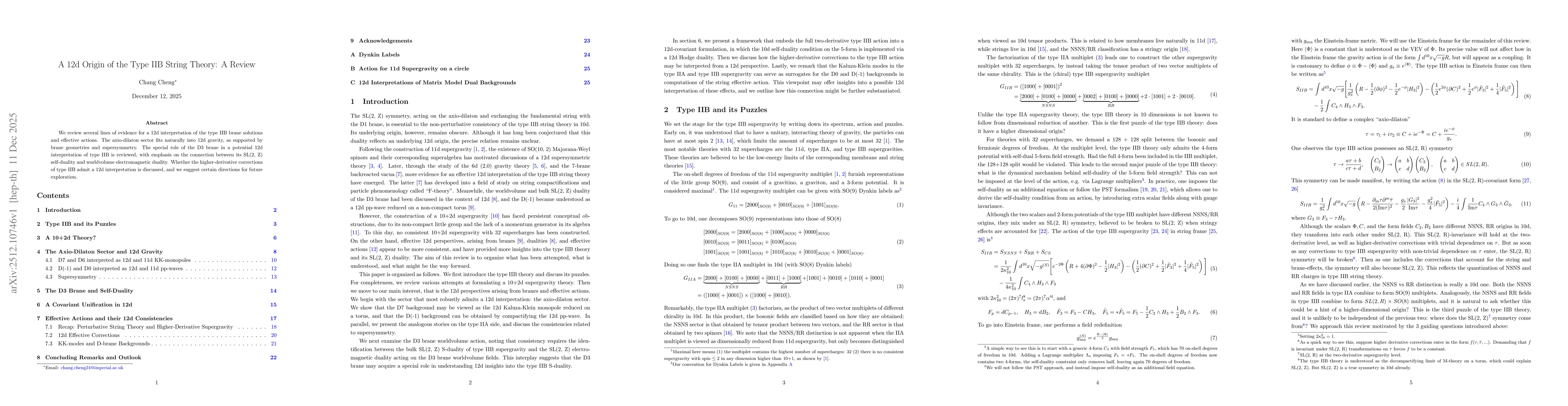 Thumbnail for A 12d Origin of the Type IIB String Theory: A Review