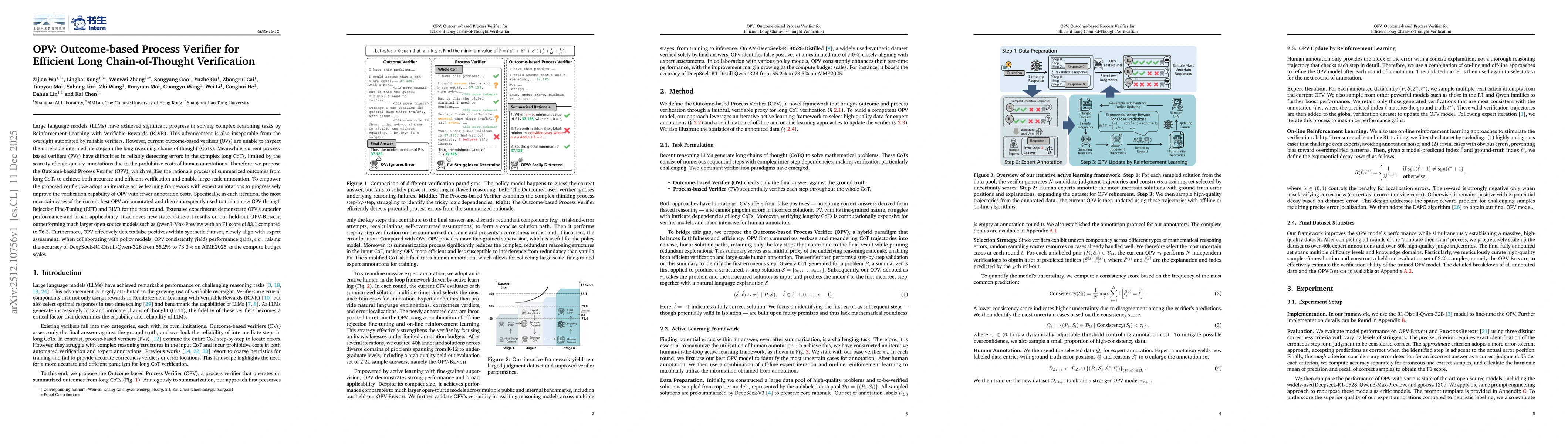 Thumbnail for OPV: Outcome-based Process Verifier for Efficient Long Chain-of-Thought Verification