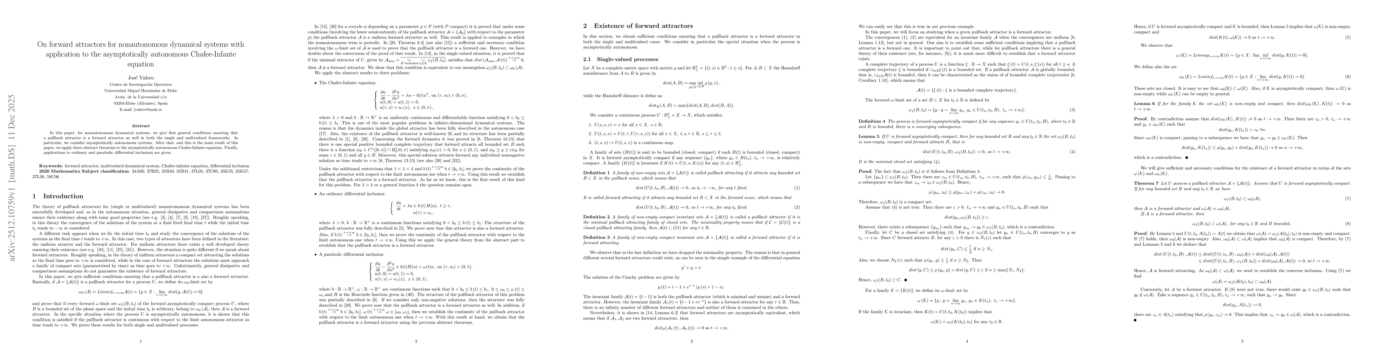 Thumbnail for On forward attractors for nonautonomous dynamical systems with application to the asymptotically autonomous Chafee-Infante equation