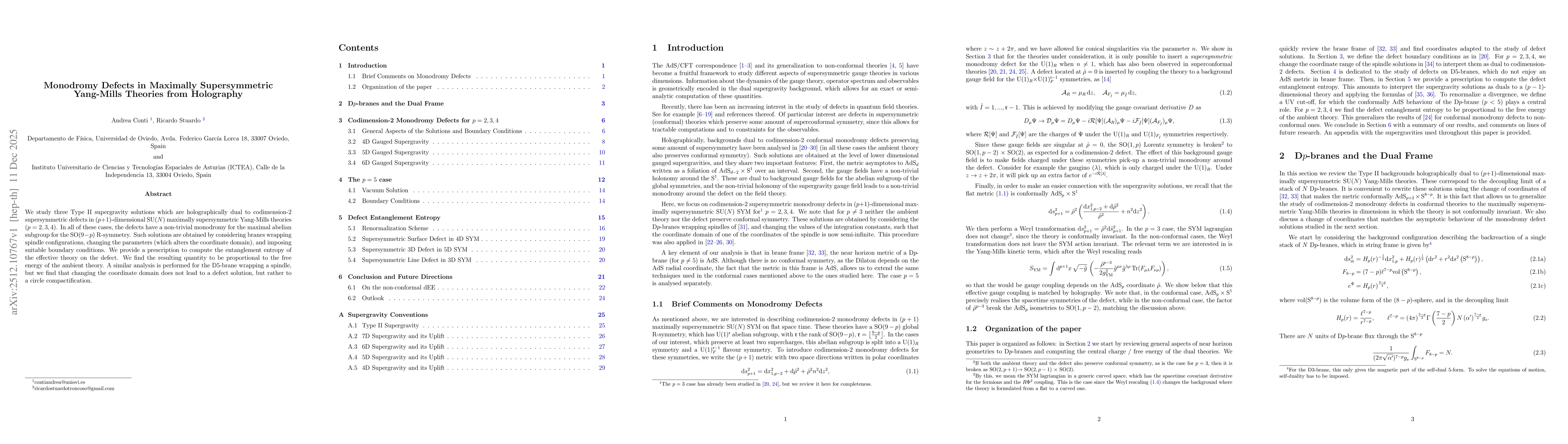 Thumbnail for Monodromy Defects in Maximally Supersymmetric Yang-Mills Theories from Holography