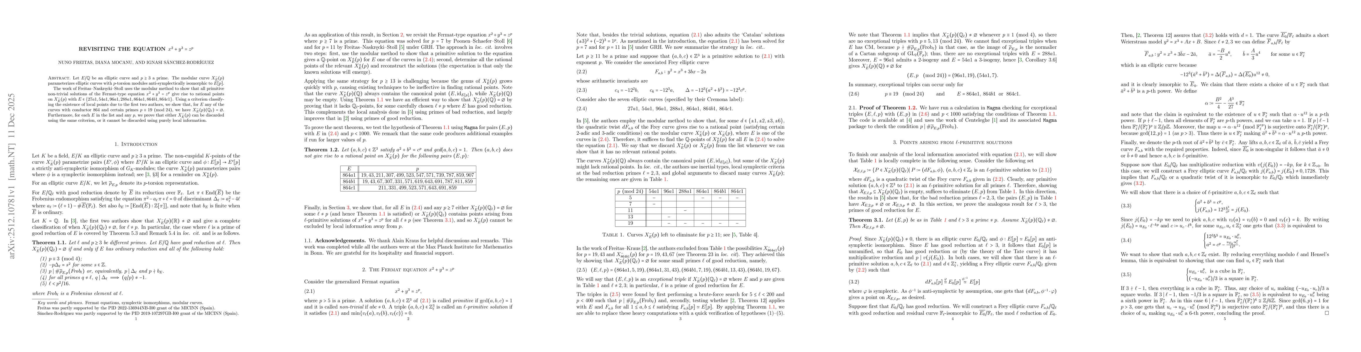 Thumbnail for Revisiting the equation $x^2+y^3=z^p$