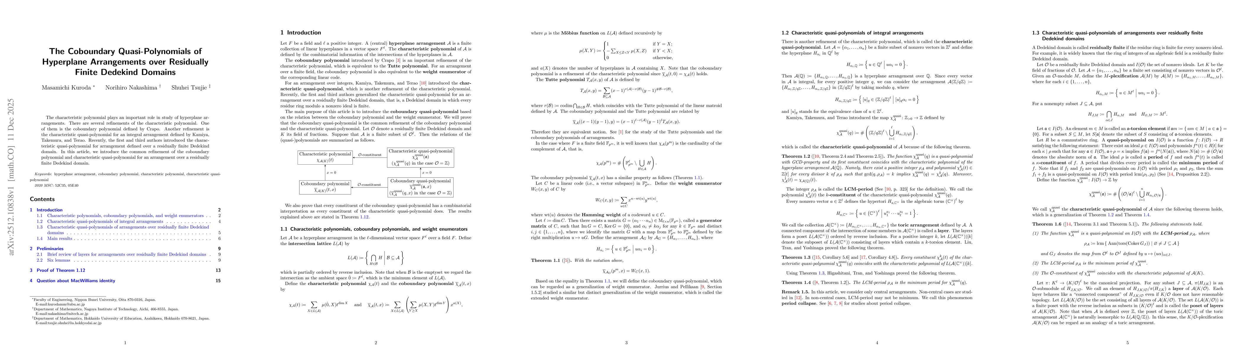 Thumbnail for The Coboundary Quasi-Polynomials of Hyperplane Arrangements over Residually Finite Dedekind Domains