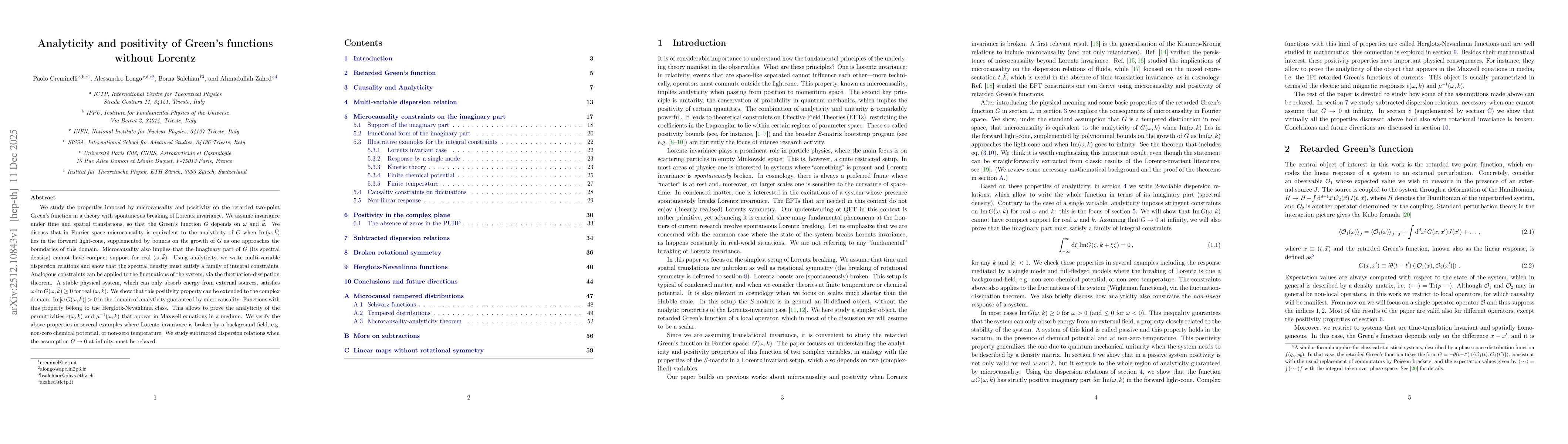 Thumbnail for Analyticity and positivity of Green's functions without Lorentz