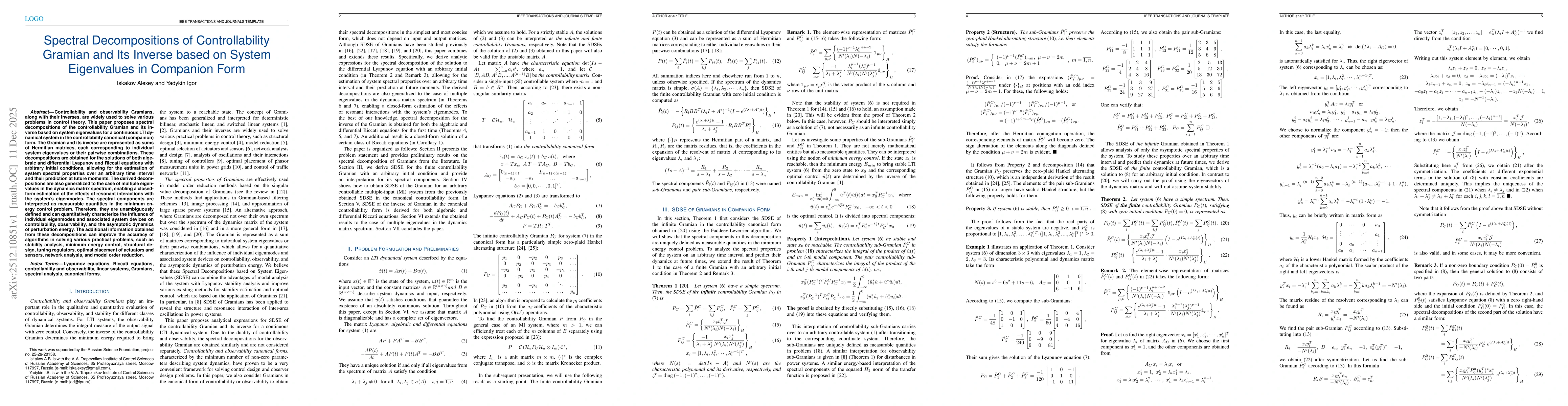 Thumbnail for Spectral Decompositions of Controllability Gramian and Its Inverse based on System Eigenvalues in Companion Form