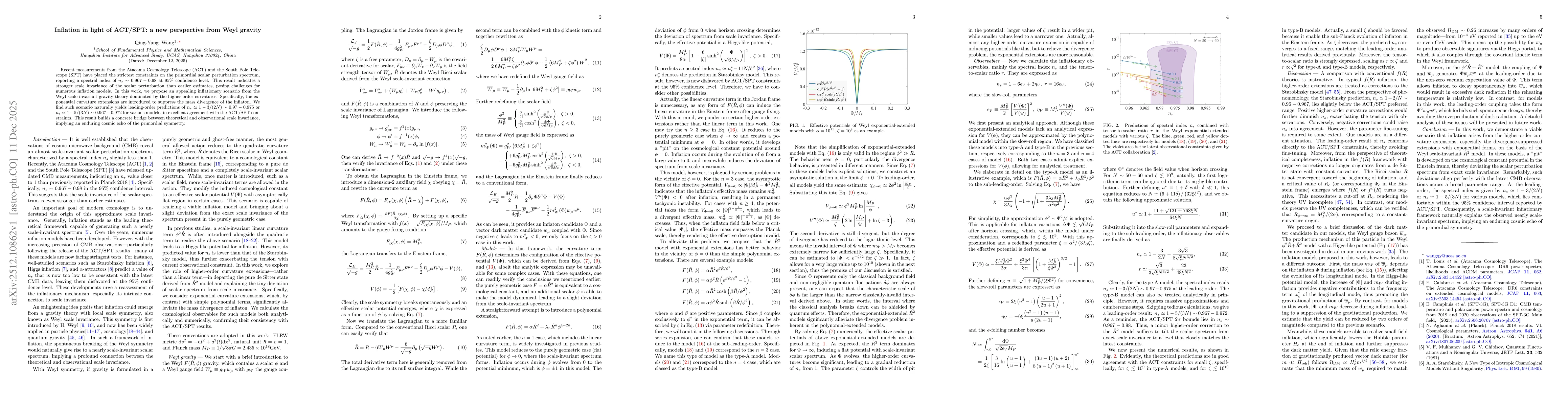 Thumbnail for Inflation in light of ACT/SPT: a new perspective from Weyl gravity