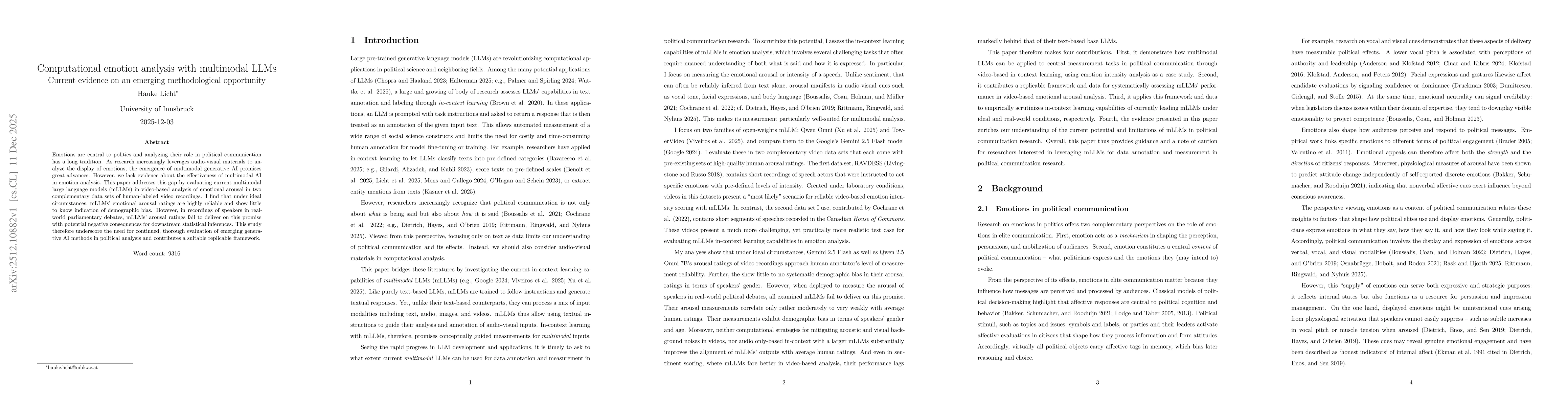 Thumbnail for Computational emotion analysis with multimodal LLMs: Current evidence on an emerging methodological opportunity