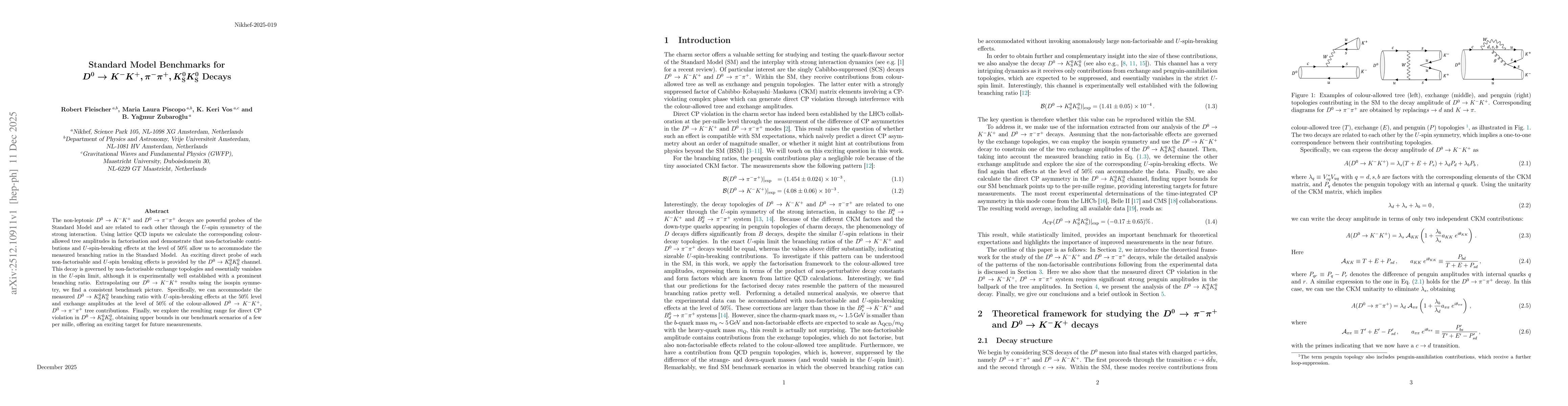 Thumbnail for Standard Model Benchmarks for $D^0\to K^- K^+, π^-π^+, K^0_{\rm S} K^0_{\rm S}$ Decays