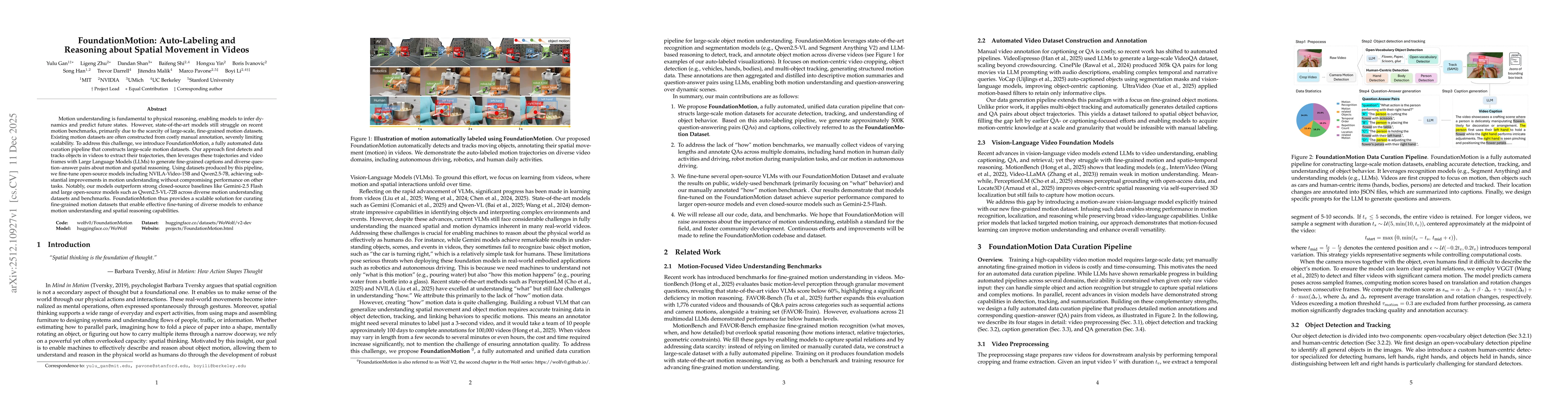 Thumbnail for FoundationMotion: Auto-Labeling and Reasoning about Spatial Movement in Videos