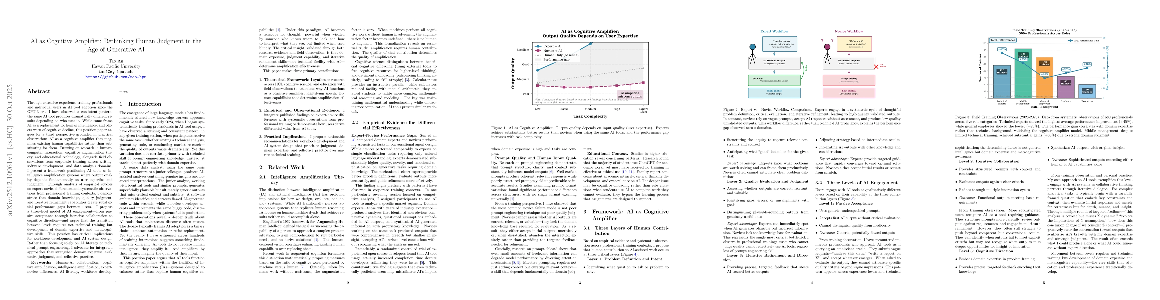 Thumbnail for AI as Cognitive Amplifier: Rethinking Human Judgment in the Age of Generative AI