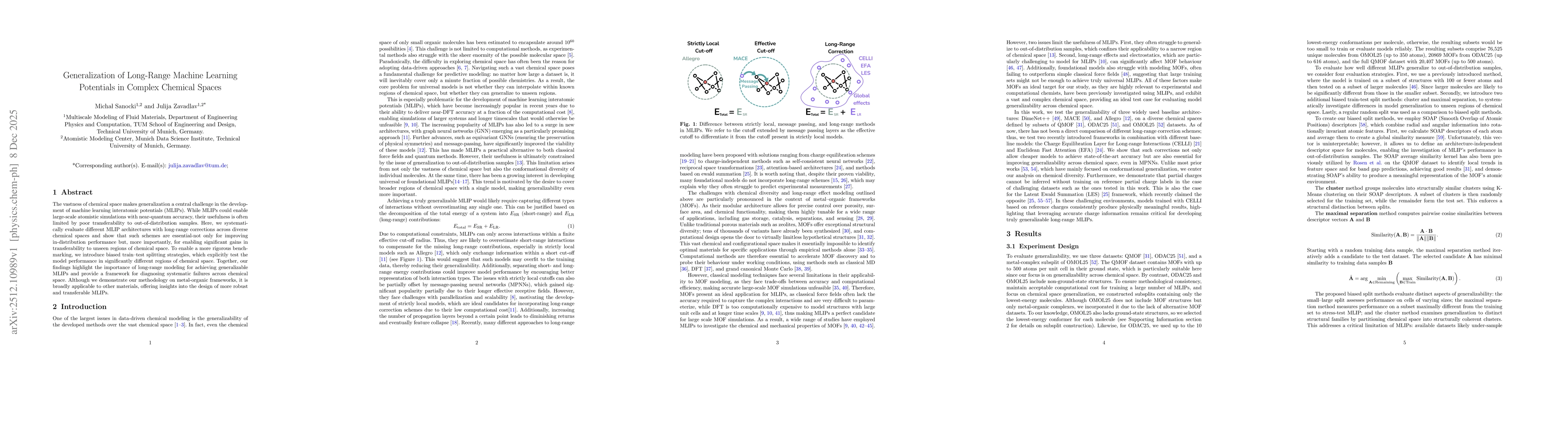 Thumbnail for Generalization of Long-Range Machine Learning Potentials in Complex Chemical Spaces