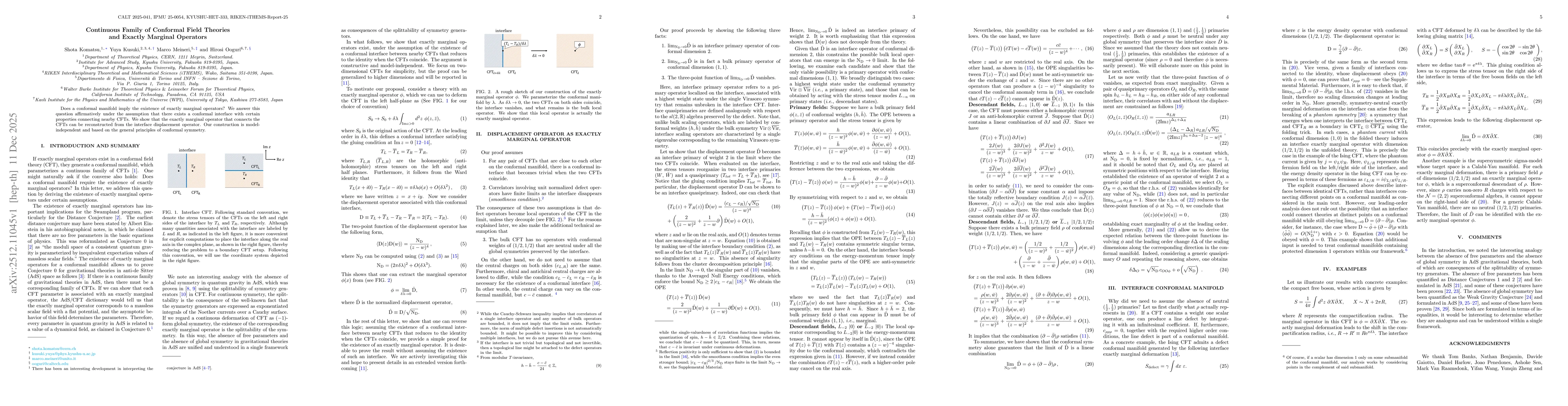 Thumbnail for Continuous Family of Conformal Field Theories and Exactly Marginal Operators