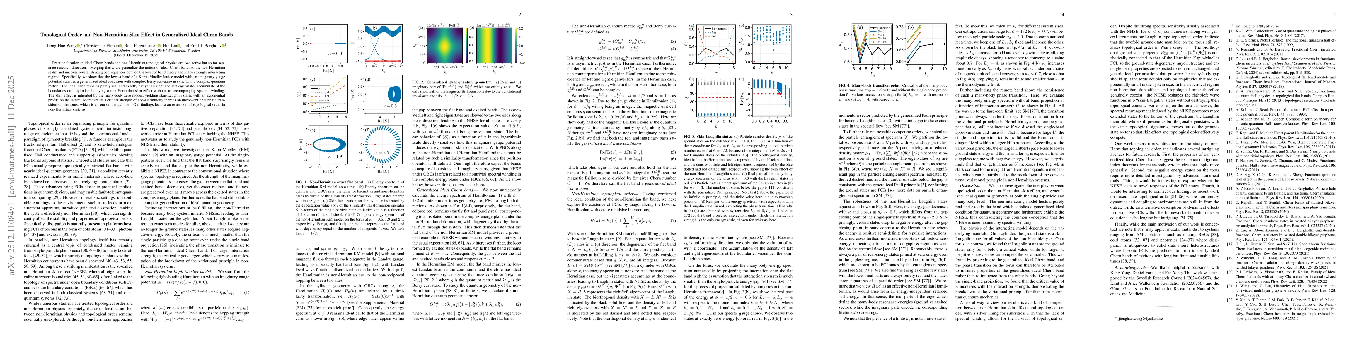 Thumbnail for Topological Order and Non-Hermitian Skin Effect in Generalized Ideal Chern Bands