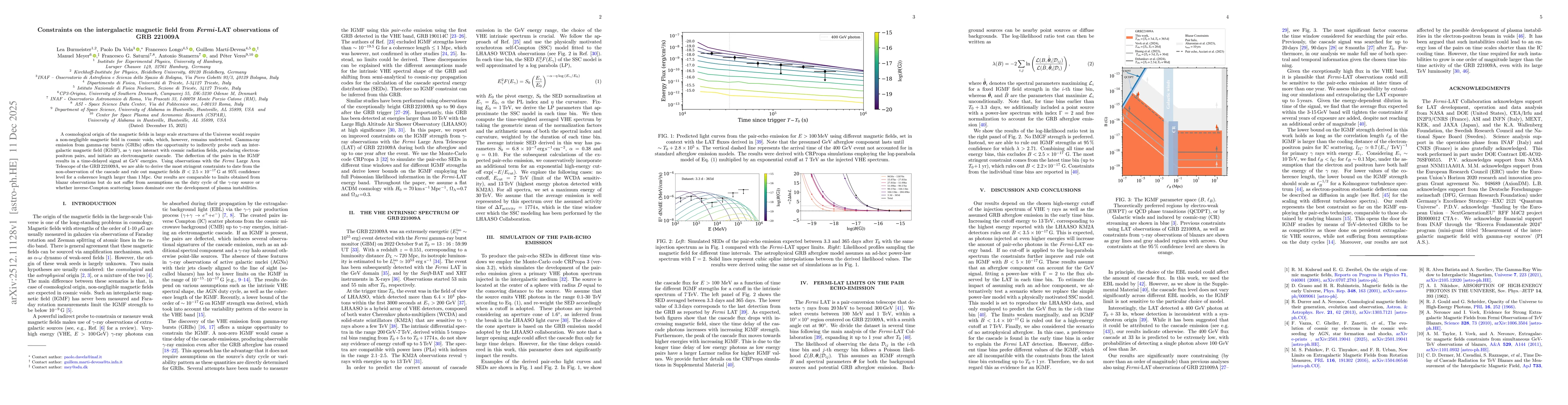 Thumbnail for Constraints on the intergalactic magnetic field from Fermi-LAT observations of GRB 221009A
