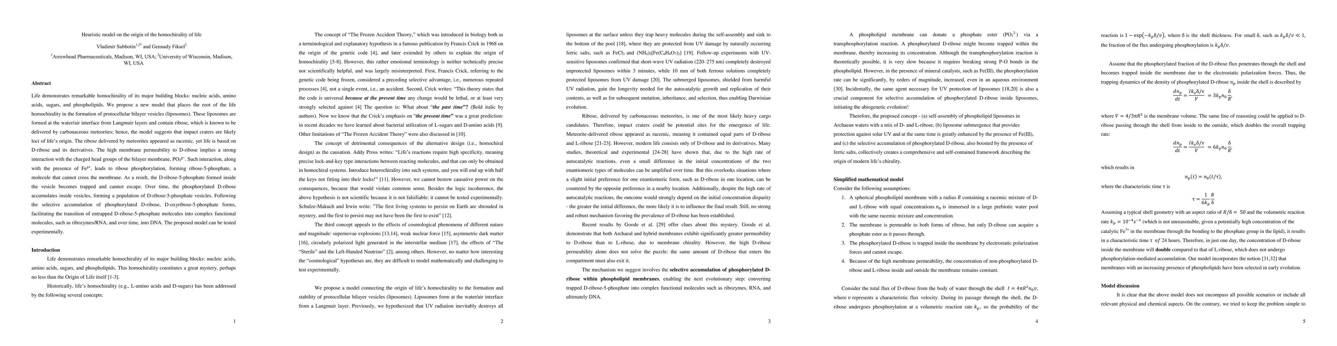 Thumbnail for Heuristic model on the origin of the homochirality of life