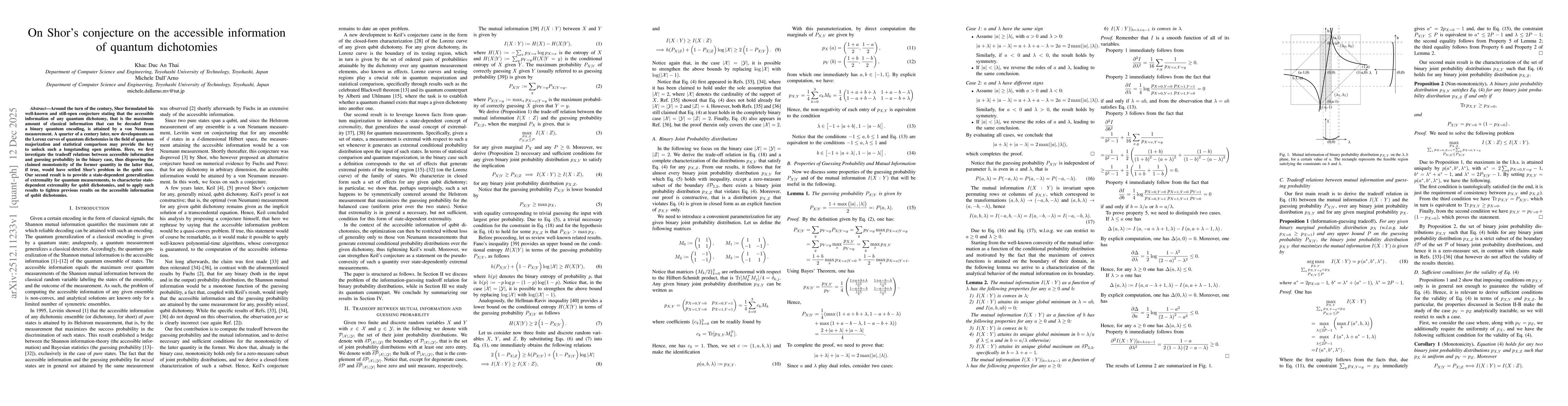 Thumbnail for On Shor's conjecture on the accessible information of quantum dichotomies