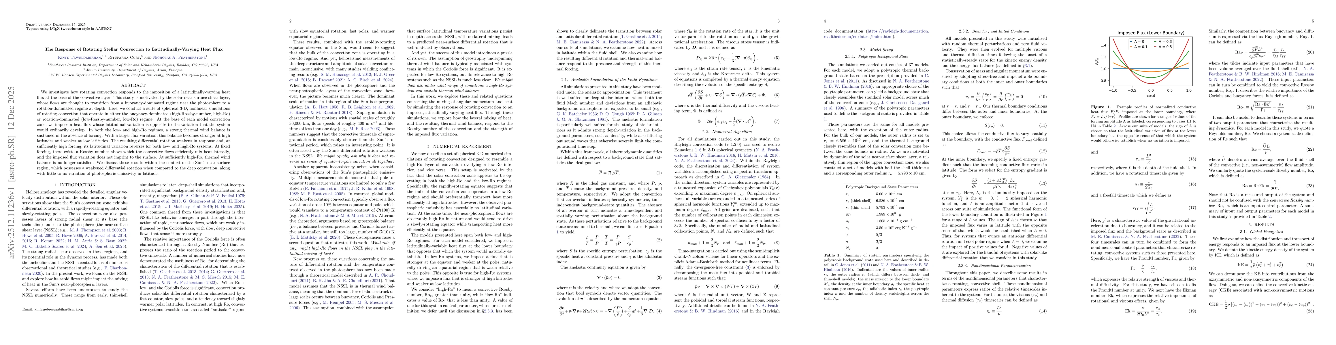 Thumbnail for The Response of Rotating Stellar Convection to Latitudinally-Varying Heat Flux