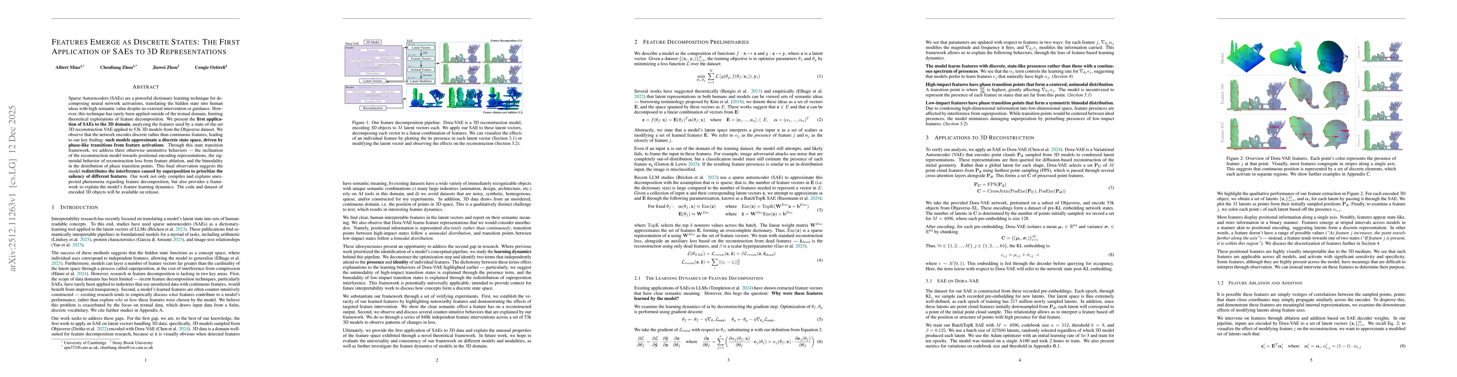 Thumbnail for Features Emerge as Discrete States: The First Application of SAEs to 3D Representations