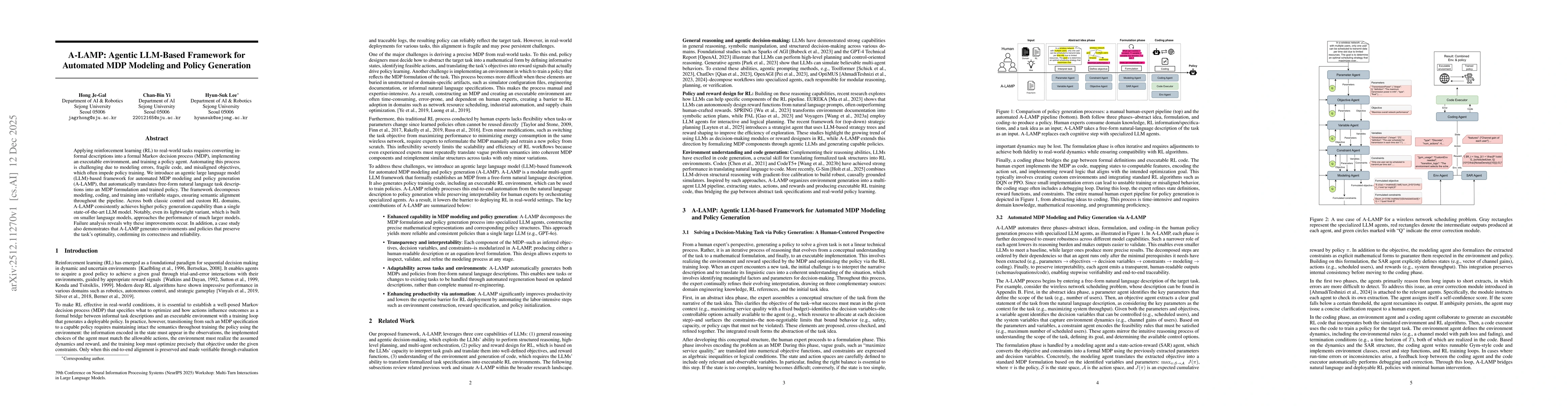 Thumbnail for A-LAMP: Agentic LLM-Based Framework for Automated MDP Modeling and Policy Generation