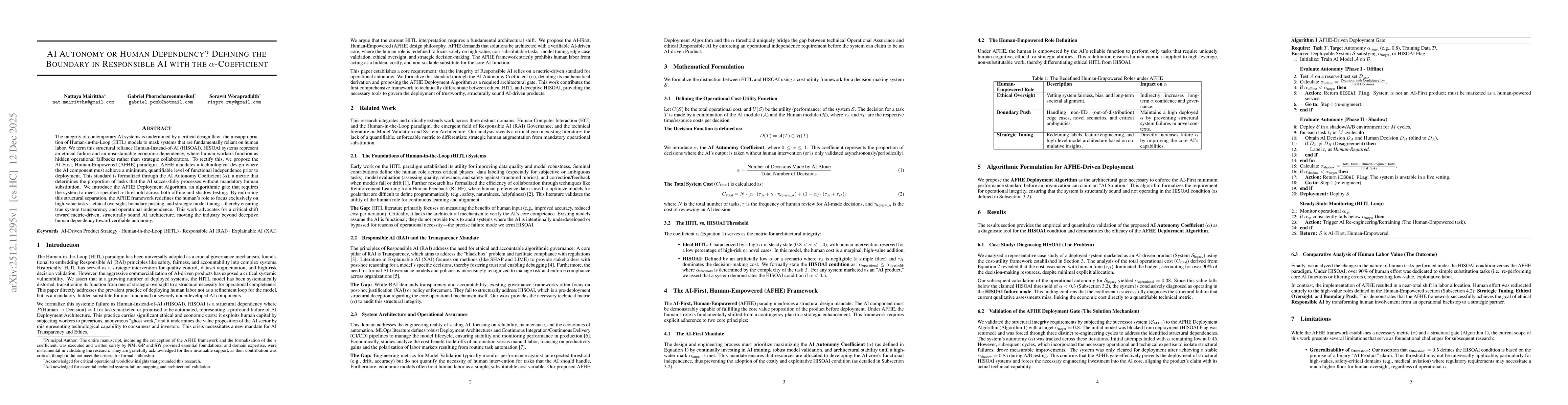 Thumbnail for AI Autonomy or Human Dependency? Defining the Boundary in Responsible AI with the $α$-Coefficient