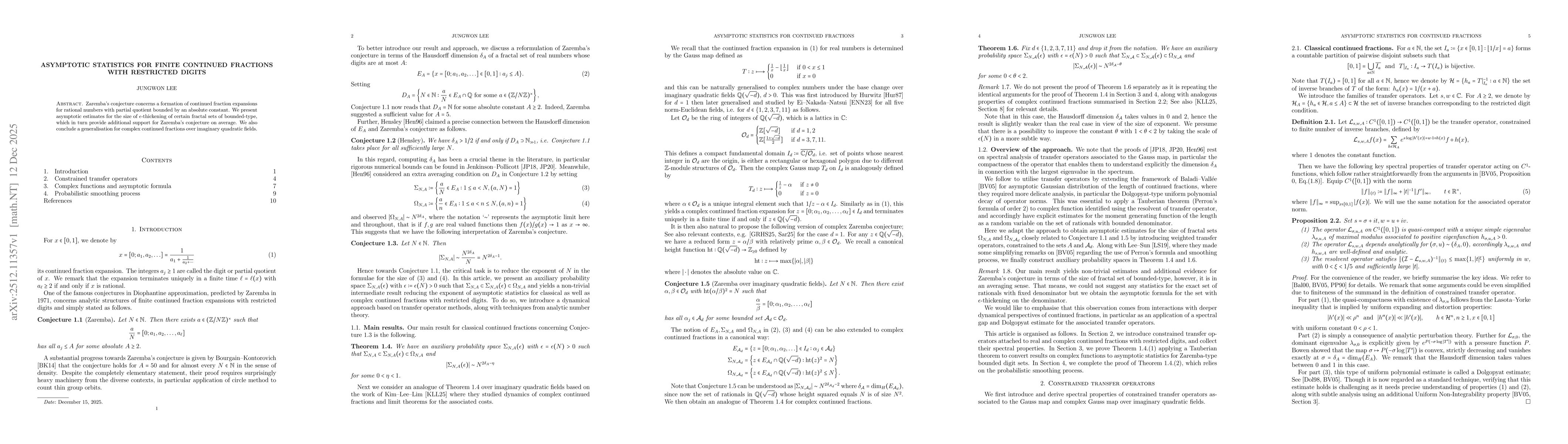 Thumbnail for Asymptotic statistics for finite continued fractions with restricted digits