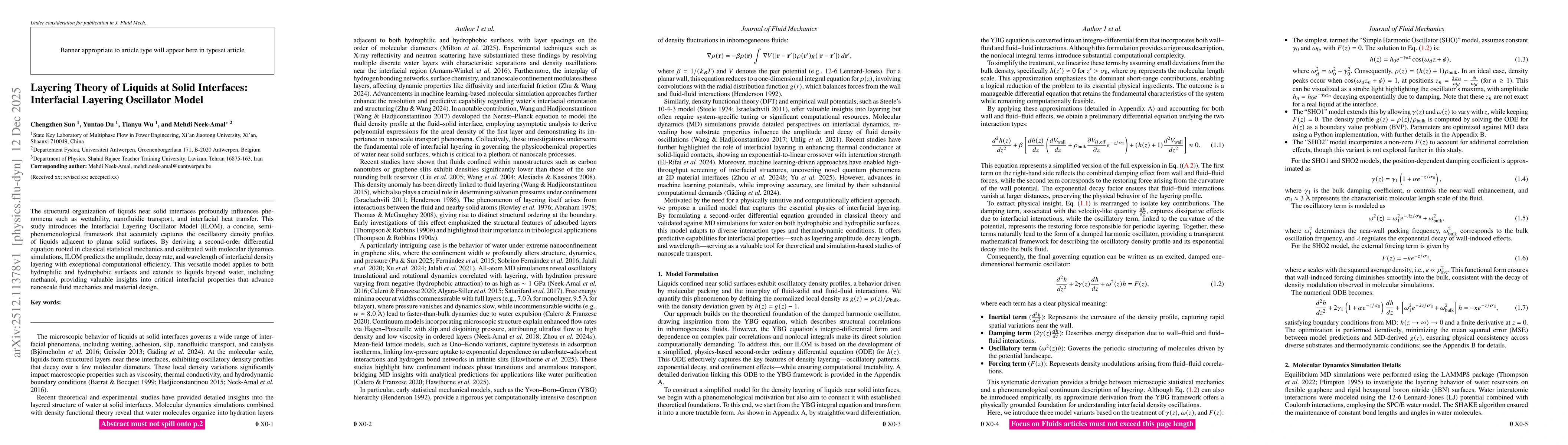 Thumbnail for Layering Theory of Liquids at Solid Interfaces: Interfacial Layering Oscillator Model