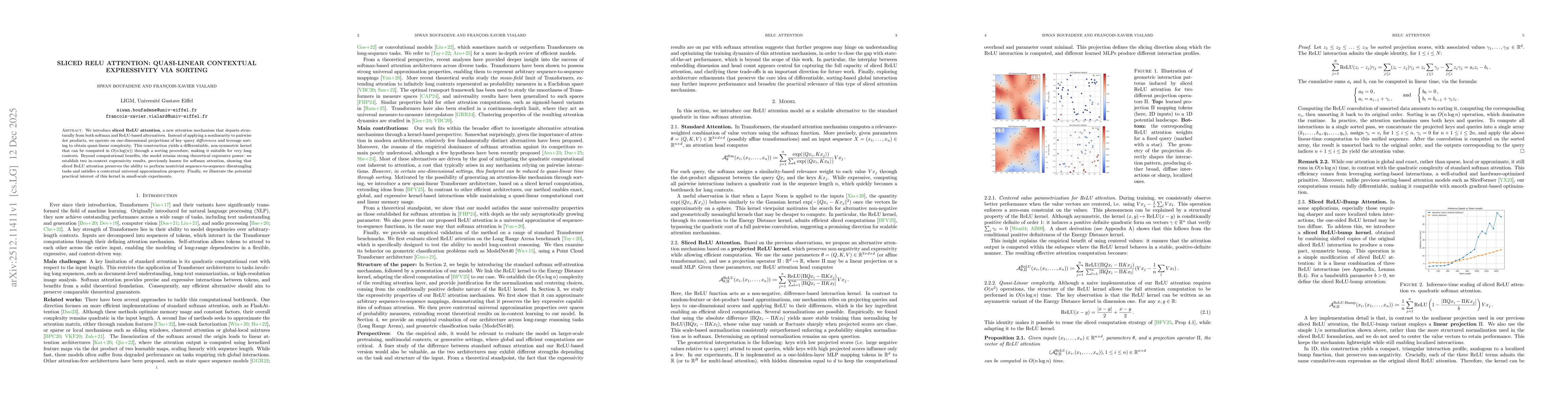 Thumbnail for Sliced ReLU attention: Quasi-linear contextual expressivity via sorting