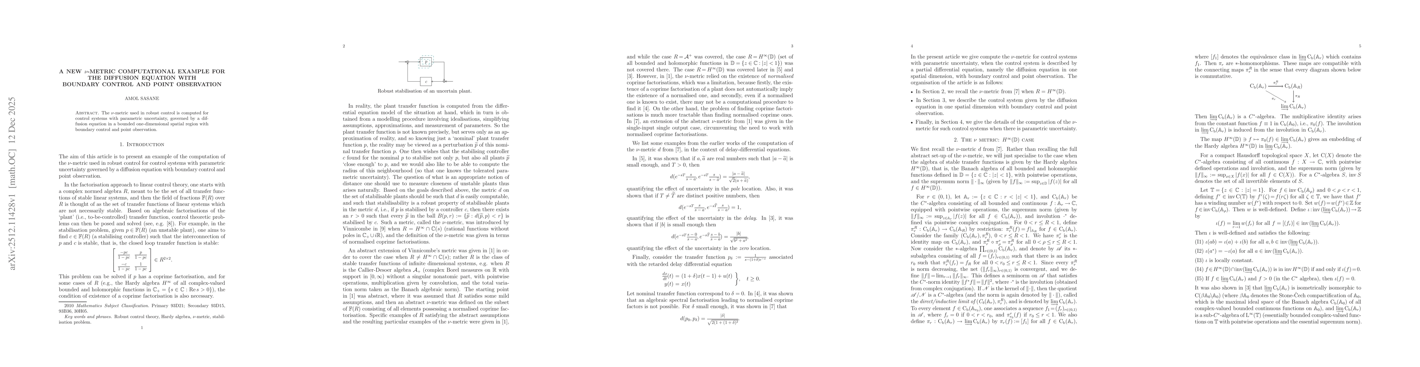 Thumbnail for A new $ν$-metric computational example for the diffusion equation with boundary control and point observation