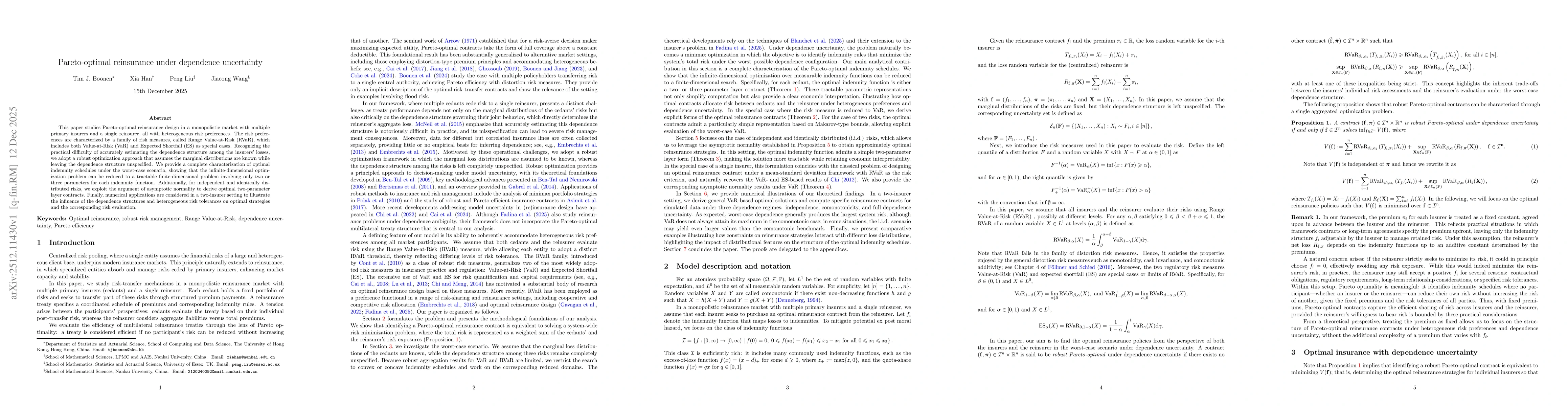 Thumbnail for Pareto-optimal reinsurance under dependence uncertainty