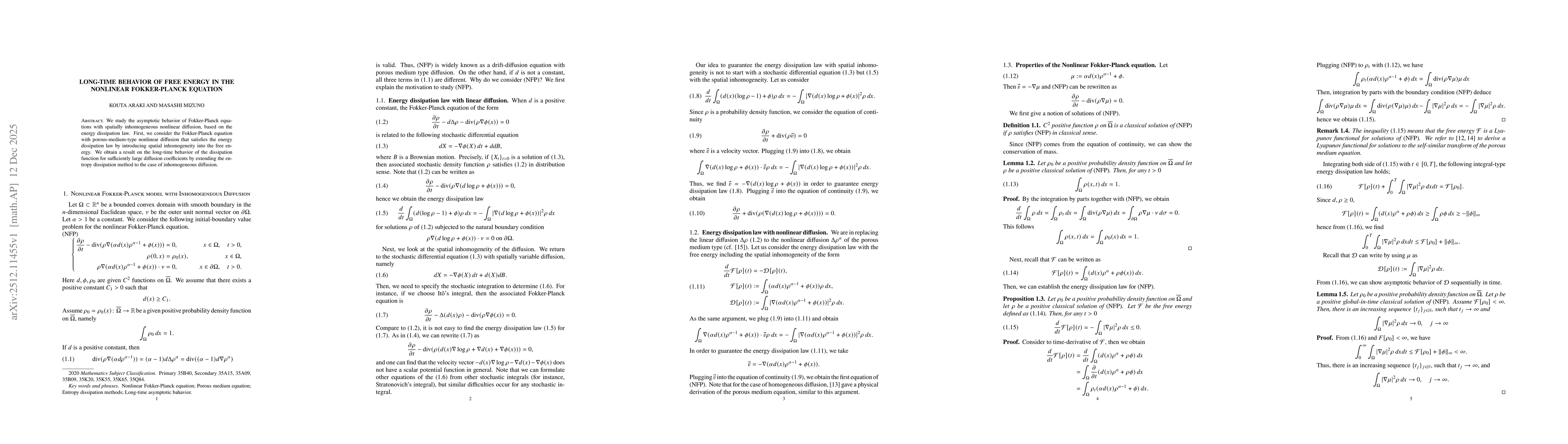 Thumbnail for Long-time behavior of free energy in the nonlinear Fokker-Planck equation