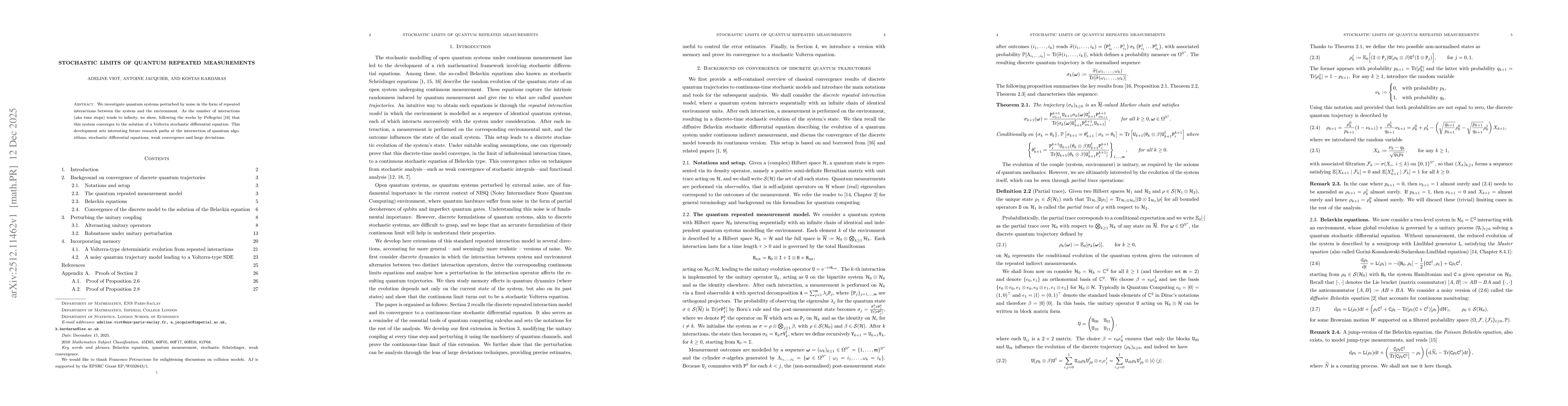 Thumbnail for Stochastic limits of Quantum repeated measurements