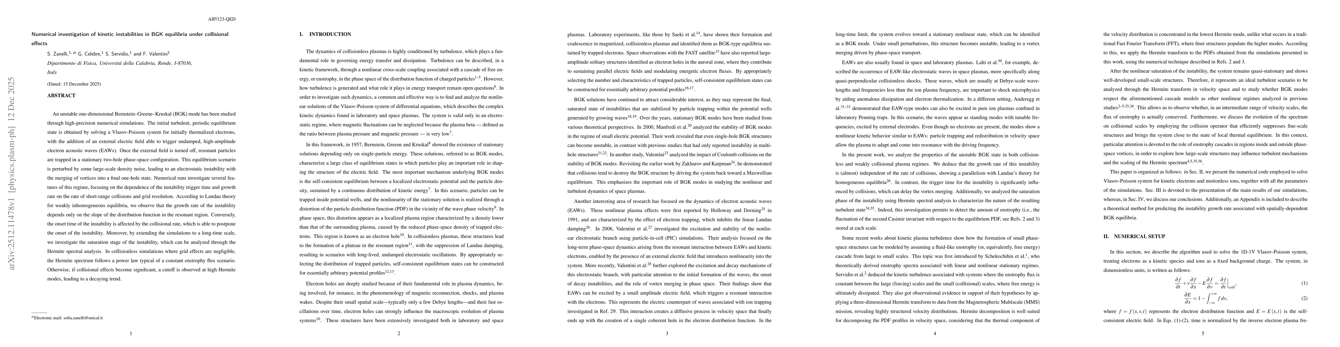 Thumbnail for Numerical investigation of kinetic instabilities in BGK equilibria under collisional effects