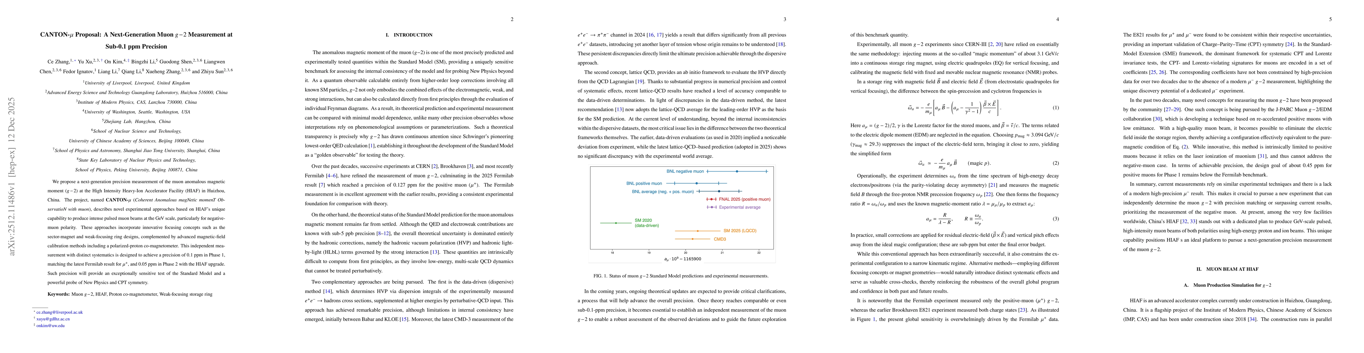 Thumbnail for CANTON-μ Proposal: A Next-Generation Muon $g\!-\!2$ Measurement at Sub-0.1 ppm Precision
