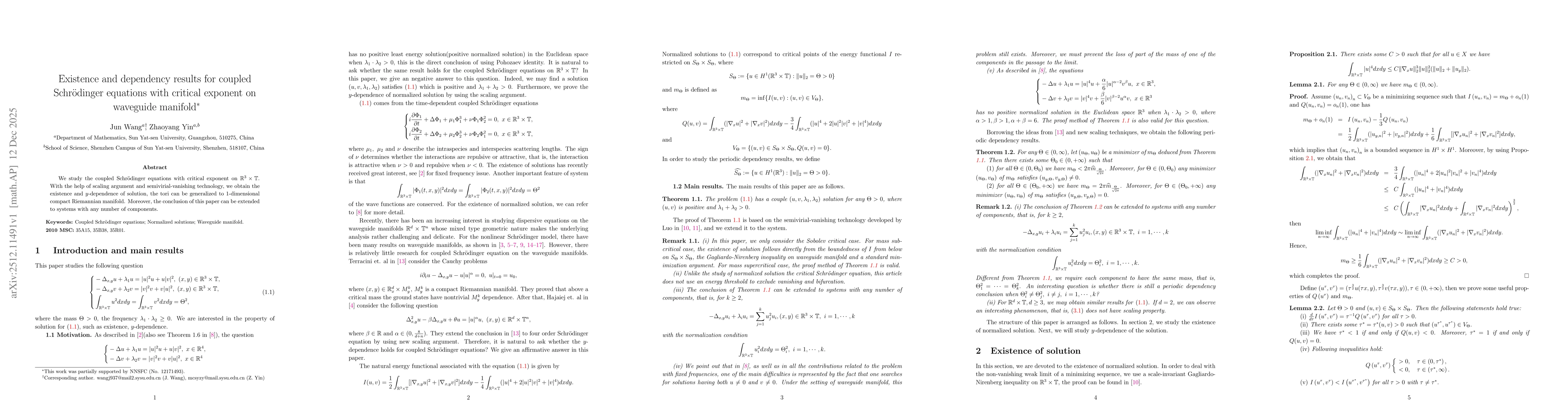 Thumbnail for Existence and dependency results for coupled Schrödinger equations with critical exponent on waveguide manifold