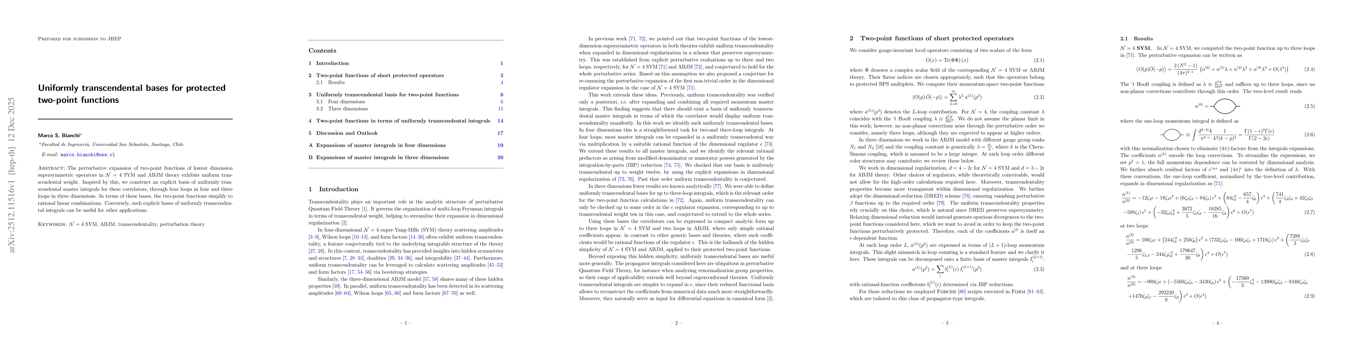 Thumbnail for Uniformly transcendental bases for protected two-point functions