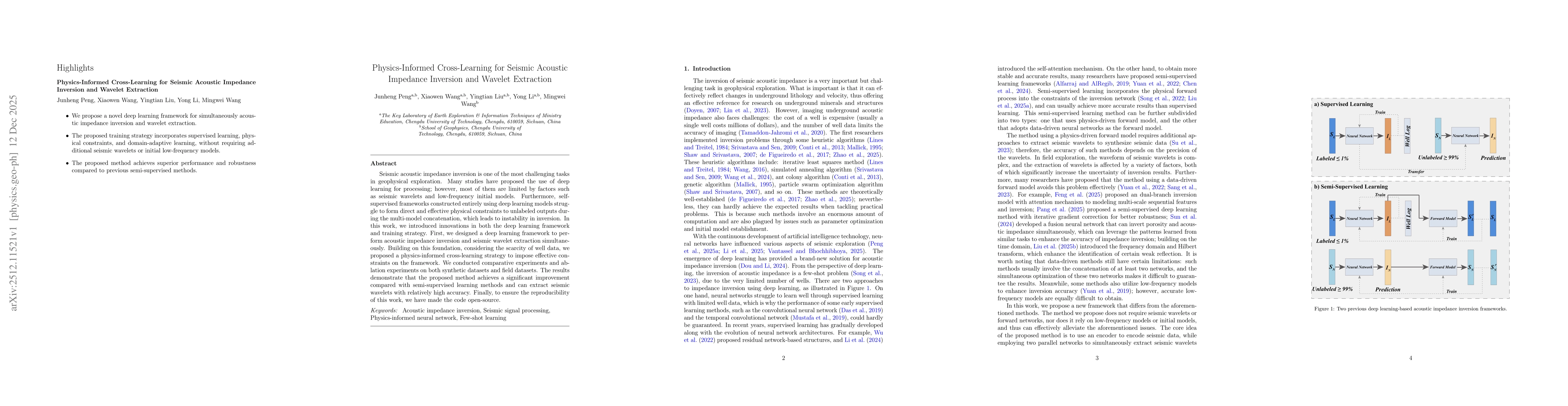 Thumbnail for Physics-Informed Cross-Learning for Seismic Acoustic Impedance Inversion and Wavelet Extraction
