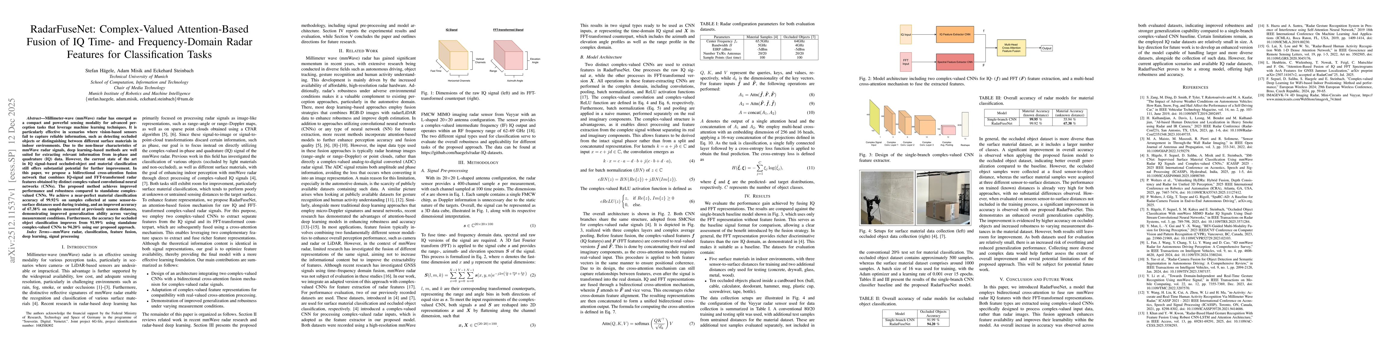 Thumbnail for RadarFuseNet: Complex-Valued Attention-Based Fusion of IQ Time- and Frequency-Domain Radar Features for Classification Tasks