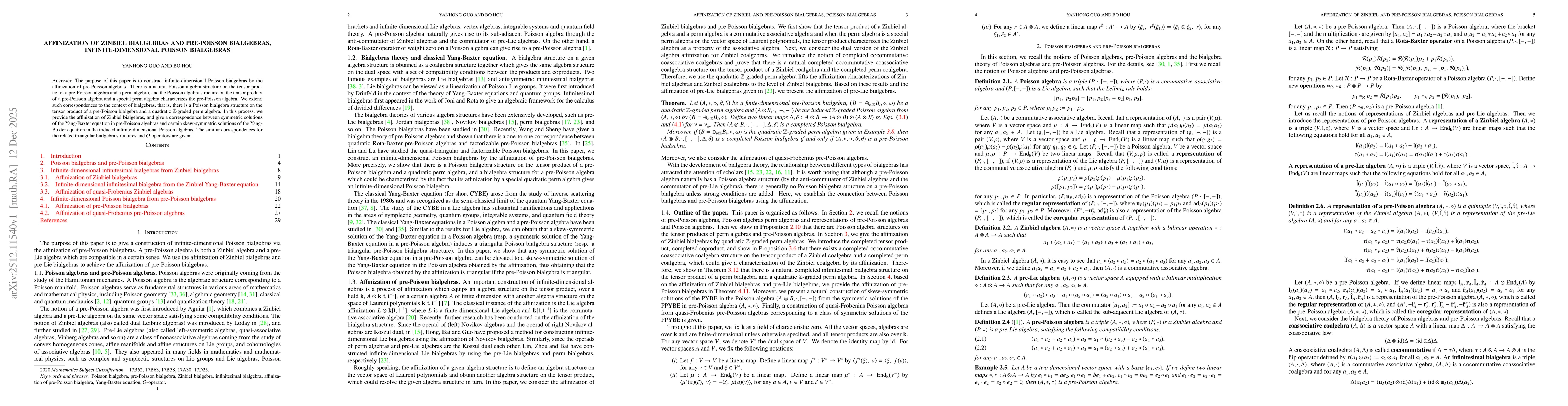 Thumbnail for Affinization of Zinbiel bialgebras and pre-Poisson bialgebras, infinite-dimensional Poisson bialgebras