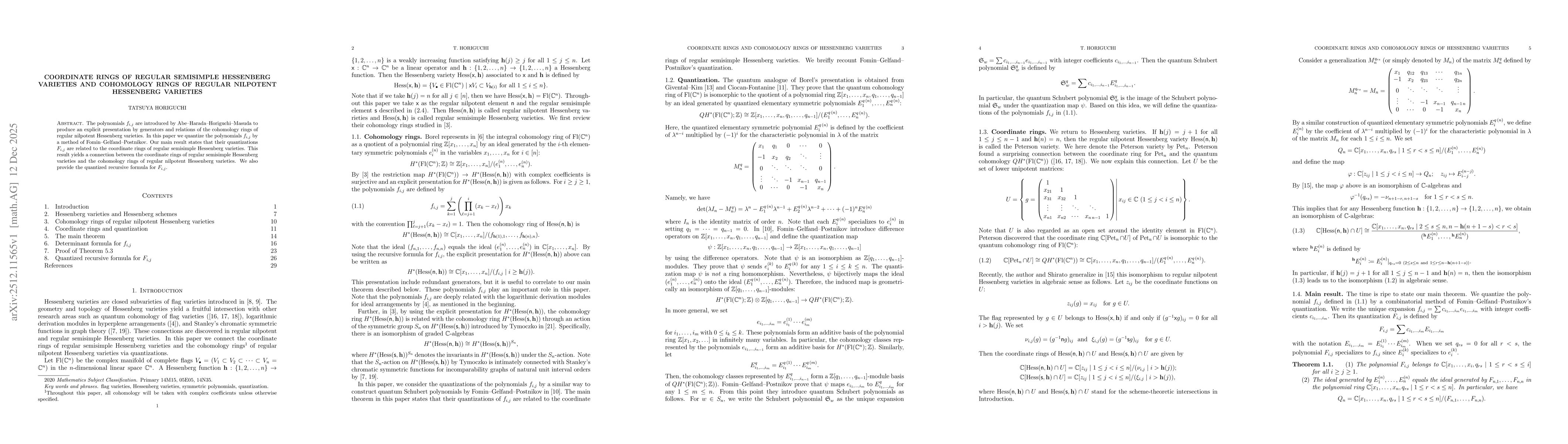 Thumbnail for Coordinate rings of regular semisimple Hessenberg varieties and cohomology rings of regular nilpotent Hessenberg varieties