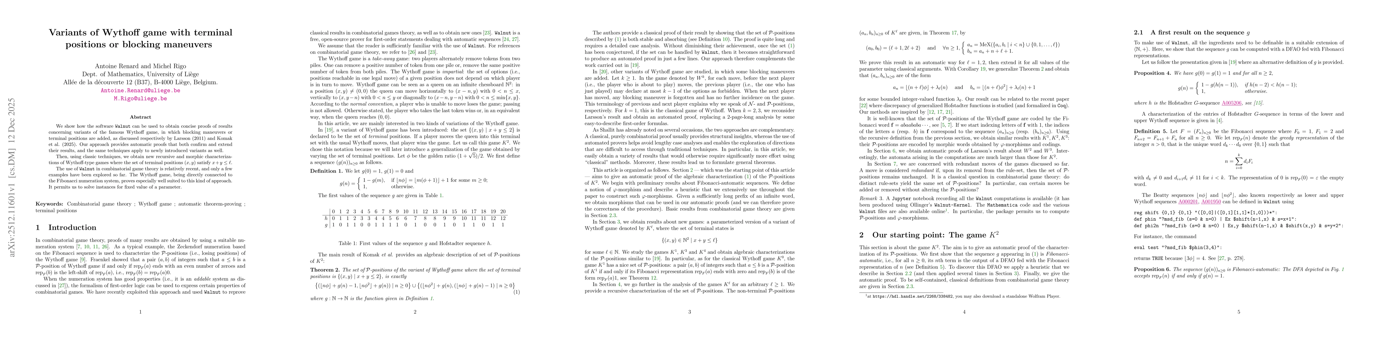 Thumbnail for Variants of Wythoff game with terminal positions or blocking maneuvers