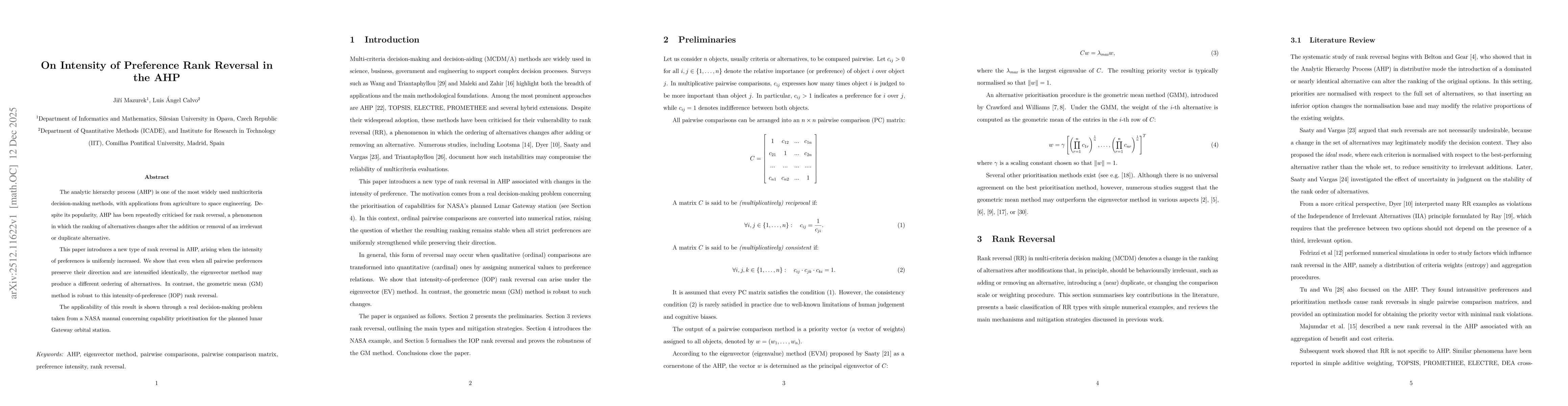 Thumbnail for On Intensity of Preference Rank Reversal in the AHP