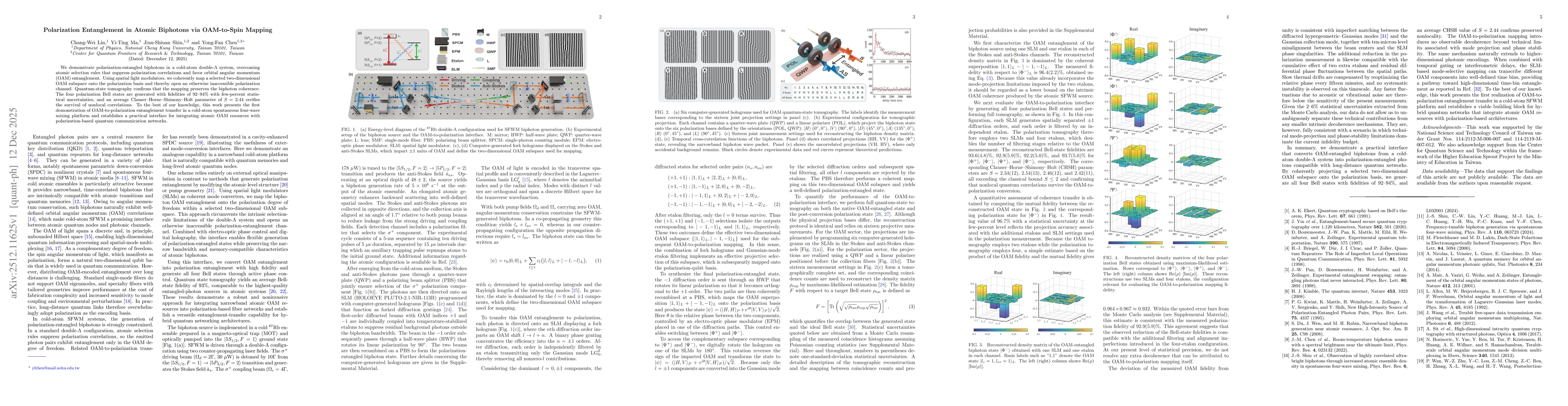 Thumbnail for Polarization Entanglement in Atomic Biphotons via OAM-to-Spin Mapping