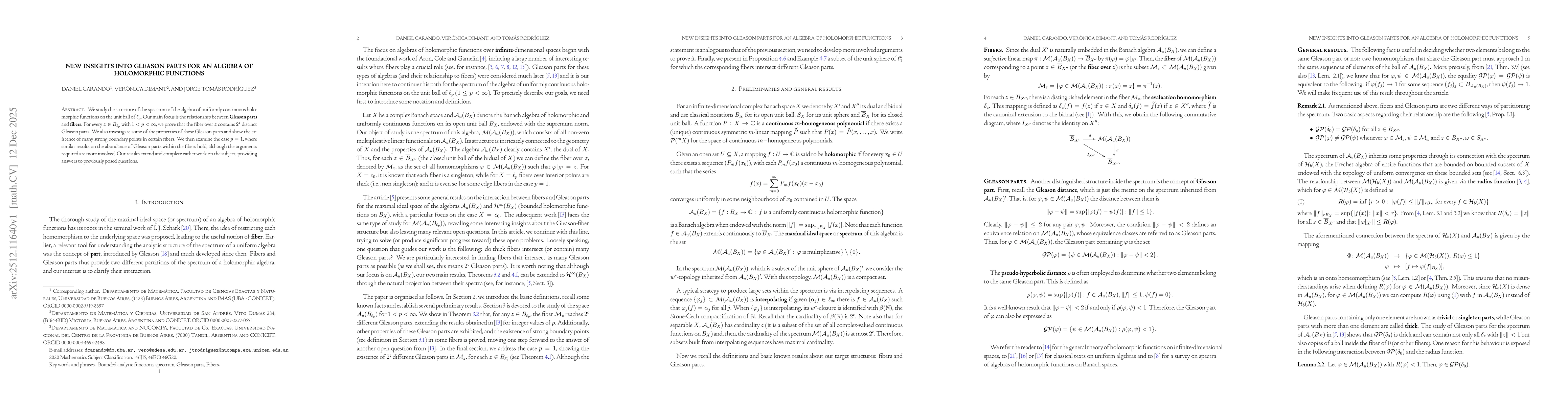 Thumbnail for New insights into Gleason parts for an algebra of holomorphic functions