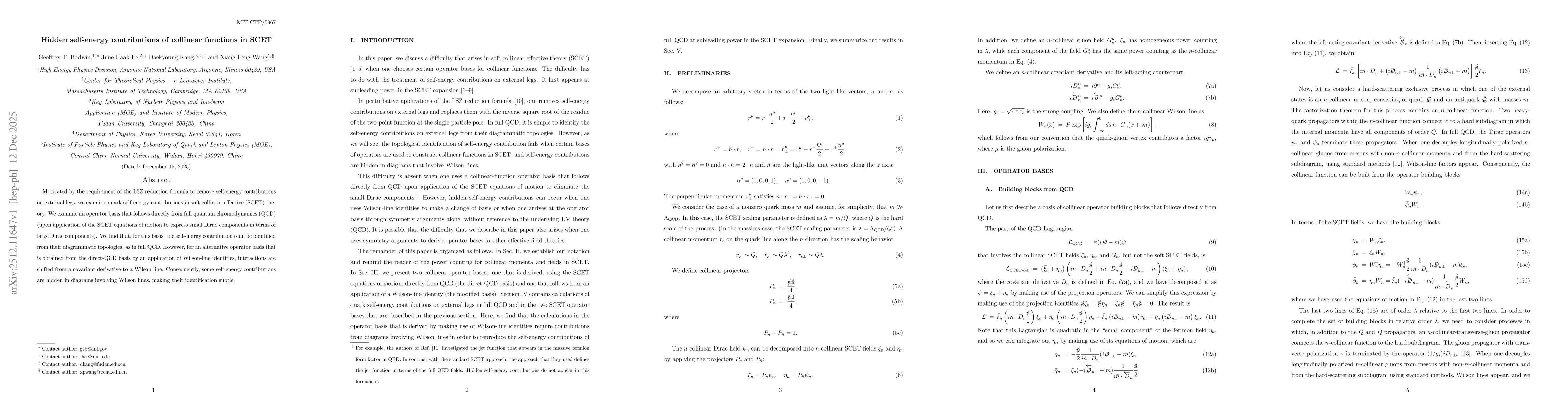 Thumbnail for Hidden self-energy contributions of collinear functions in SCET