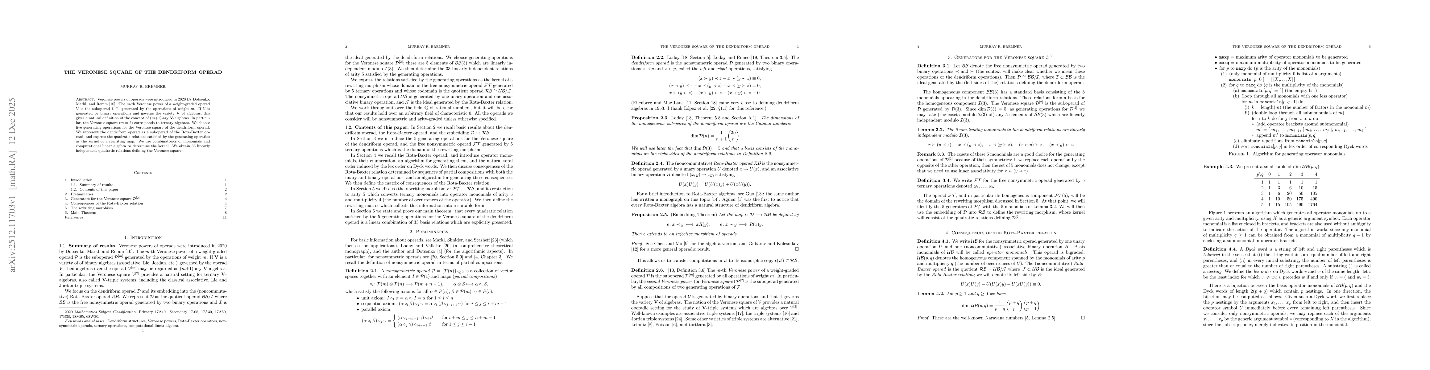 Thumbnail for The Veronese square of the dendriform operad