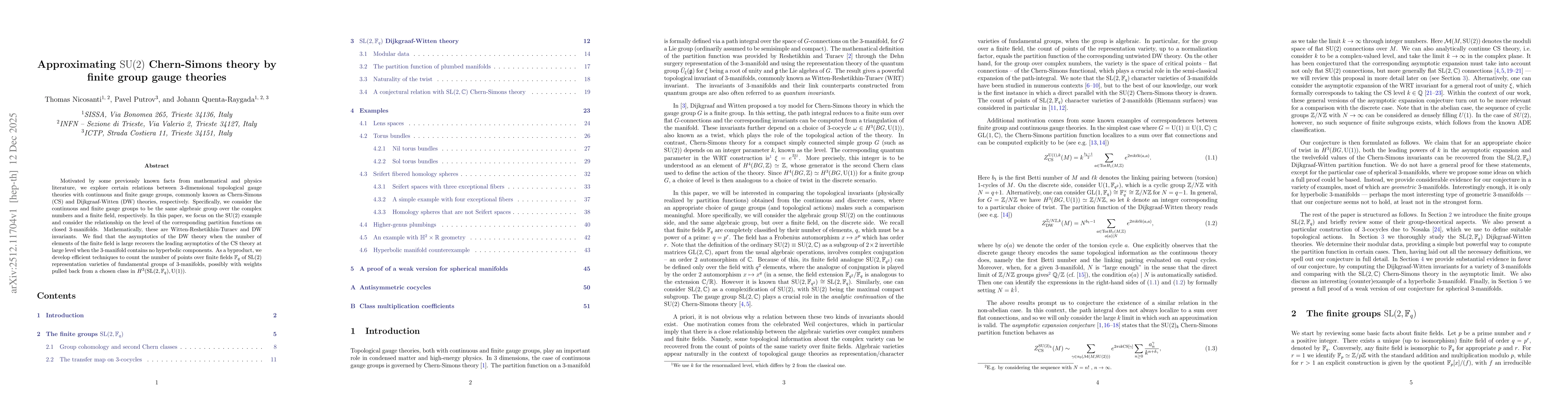 Thumbnail for Approximating $\mathrm{SU}(2)$ Chern-Simons theory by finite group gauge theories