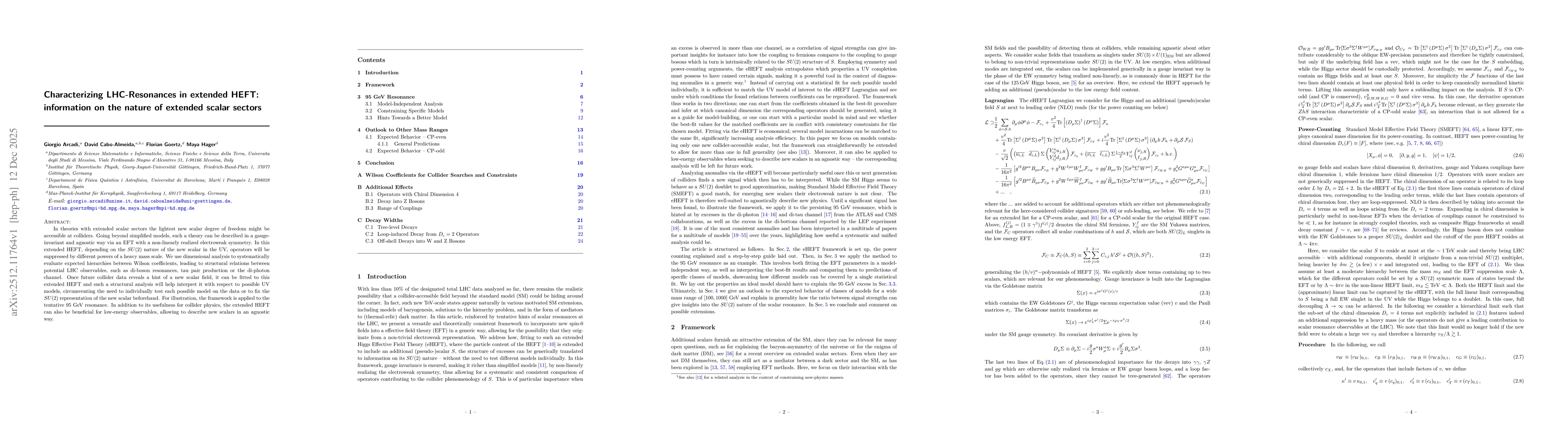 Thumbnail for Characterizing LHC-Resonances in extended HEFT: information on the nature of extended scalar sectors