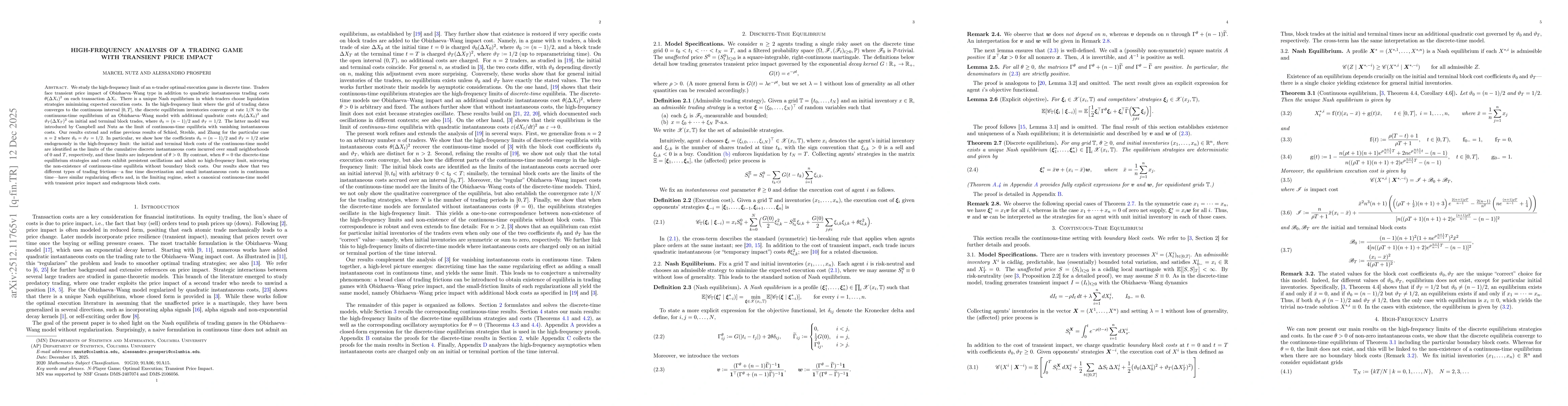 Thumbnail for High-Frequency Analysis of a Trading Game with Transient Price Impact