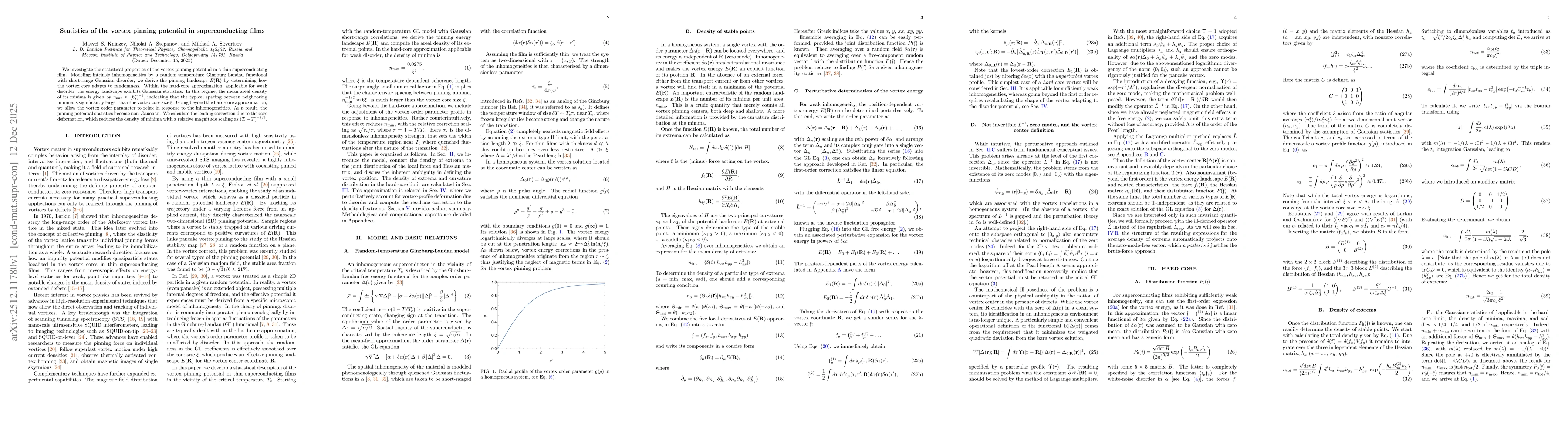 Thumbnail for Statistics of the vortex pinning potential in superconducting films