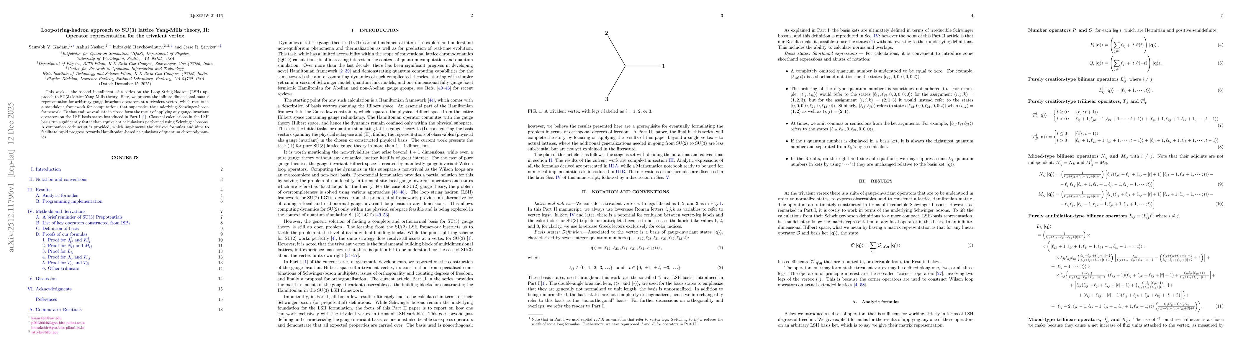 Thumbnail for Loop-string-hadron approach to SU(3) lattice Yang-Mills theory, II: Operator representation for the trivalent vertex