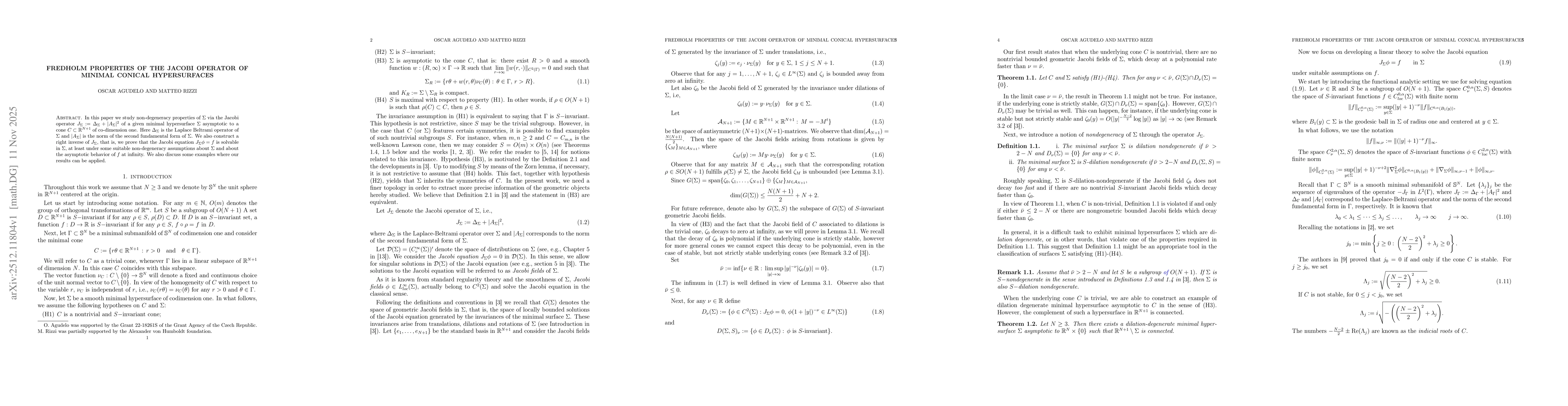 Thumbnail for Fredholm properties of the jacobi Operator of minimal conical hypersurfaces